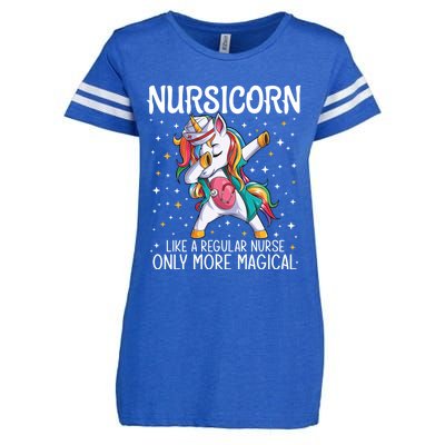 Dabbing Unicorn Nursicorn Funny Nurse Gift Cna Rn Gift Enza Ladies Jersey Football T-Shirt