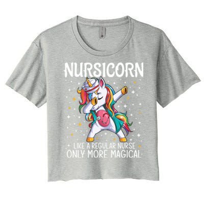 Dabbing Unicorn Nursicorn Funny Nurse Gift Cna Rn Gift Women's Crop Top Tee