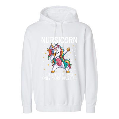 Dabbing Unicorn Nursicorn Funny Nurse Gift Cna Rn Gift Garment-Dyed Fleece Hoodie