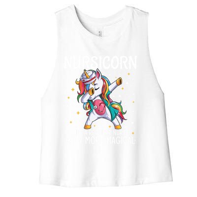 Dabbing Unicorn Nursicorn Funny Nurse Gift Cna Rn Gift Women's Racerback Cropped Tank