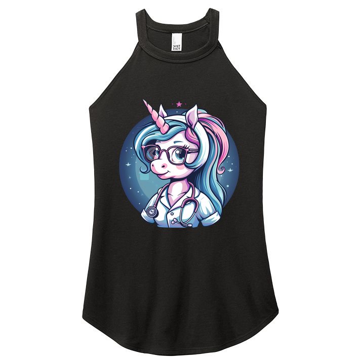 Doctor Unicorn Nursing School Stethoscope Nurse Unicorn Cool Gift Women's Perfect Tri Rocker Tank