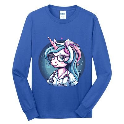 Doctor Unicorn Nursing School Stethoscope Nurse Unicorn Cool Gift Tall Long Sleeve T-Shirt