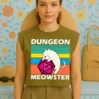 Dungeon Meowster Garment-Dyed Women's Muscle Tee