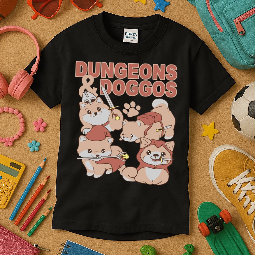 Dungeons & Doggos Cute Kids T-Shirt