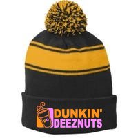 Dunkin Deeznuts Stripe Pom Pom Beanie