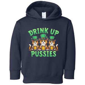 Drink Up Pussies Leprechaun Cats Feline St. Patricks Day Toddler Hoodie