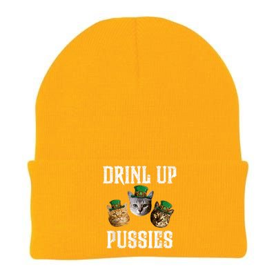 Drink Up Pussies Funny Cat Drinking Saint PatrickS Day Knit Cap Winter Beanie