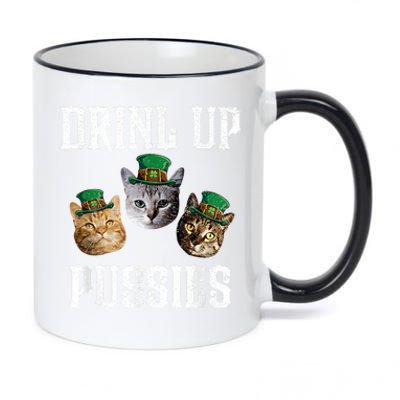 Drink Up Pussies Funny Cat Drinking Saint PatrickS Day 11oz Black Color Changing Mug