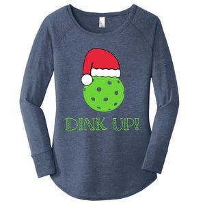 Dink Up! Pickleball Santa Gift Funny Christmas Design Gift Women's Perfect Tri Tunic Long Sleeve Shirt