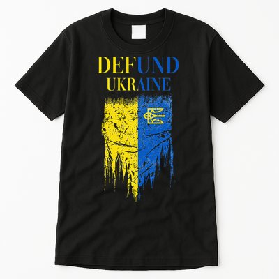 Defund Ukraine Pro America Vintage Typography Political Meme Premium Tall T-Shirt