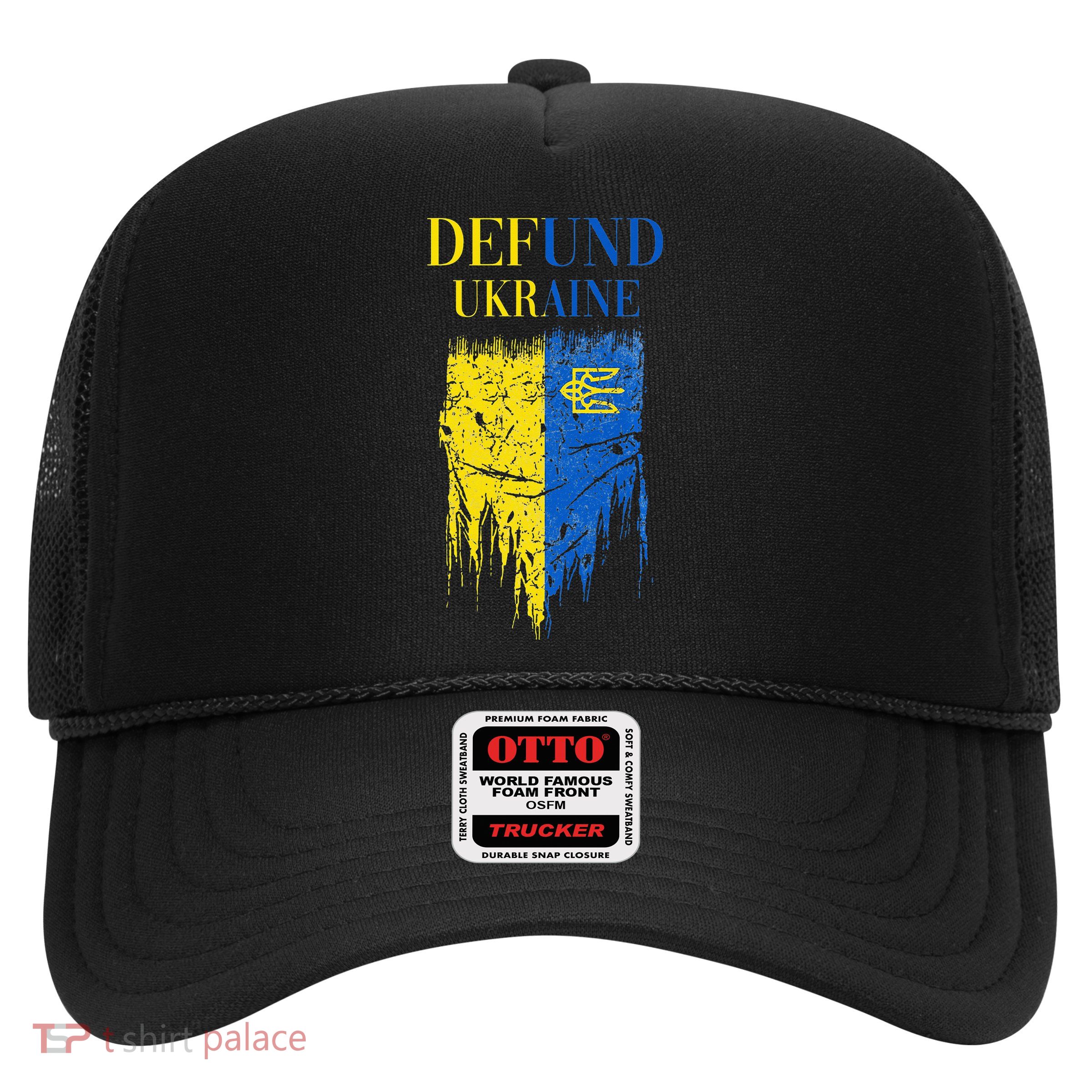 Defund Ukraine Pro America Vintage Typography Political Meme Premium Trucker Hat