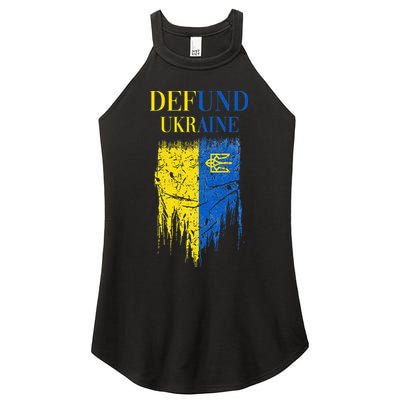 Defund Ukraine Pro America Vintage Typography Political Meme Premium Women's Perfect Tri Rocker Tank