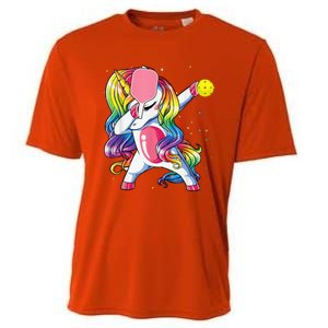 Dabbing Unicorn Playing Pickleball Player Lover Cooling Performance Crew T-Shirt