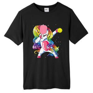 Dabbing Unicorn Playing Pickleball Player Lover Tall Fusion ChromaSoft Performance T-Shirt