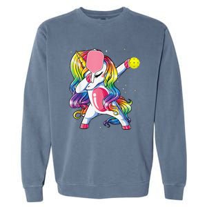 Dabbing Unicorn Playing Pickleball Player Lover Garment-Dyed Sweatshirt