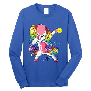 Dabbing Unicorn Playing Pickleball Player Lover Long Sleeve Shirt