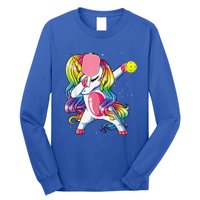 Dabbing Unicorn Playing Pickleball Player Lover Long Sleeve Shirt