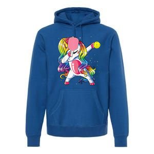 Dabbing Unicorn Playing Pickleball Player Lover Premium Hoodie