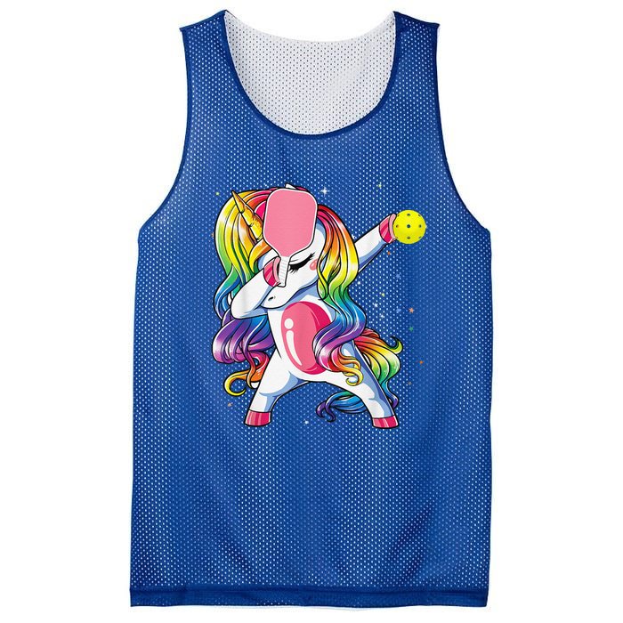 Dabbing Unicorn Playing Pickleball Player Lover Mesh Reversible Basketball Jersey Tank