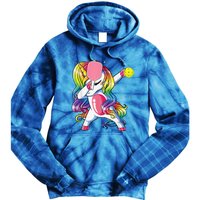 Dabbing Unicorn Playing Pickleball Player Lover Tie Dye Hoodie