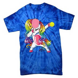 Dabbing Unicorn Playing Pickleball Player Lover Tie-Dye T-Shirt