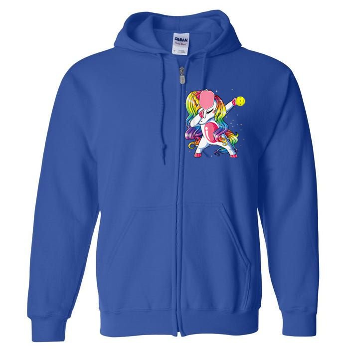 Dabbing Unicorn Playing Pickleball Player Lover Full Zip Hoodie