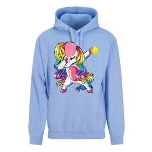 Dabbing Unicorn Playing Pickleball Player Lover Unisex Surf Hoodie