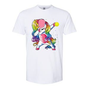 Dabbing Unicorn Playing Pickleball Player Lover Softstyle CVC T-Shirt