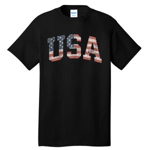 Distressed USA Patriotic American Flag Tall T-Shirt