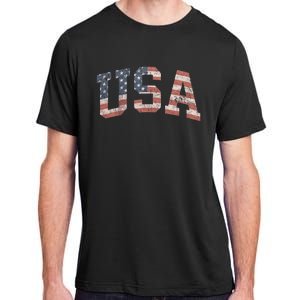 Distressed USA Patriotic American Flag Adult ChromaSoft Performance T-Shirt