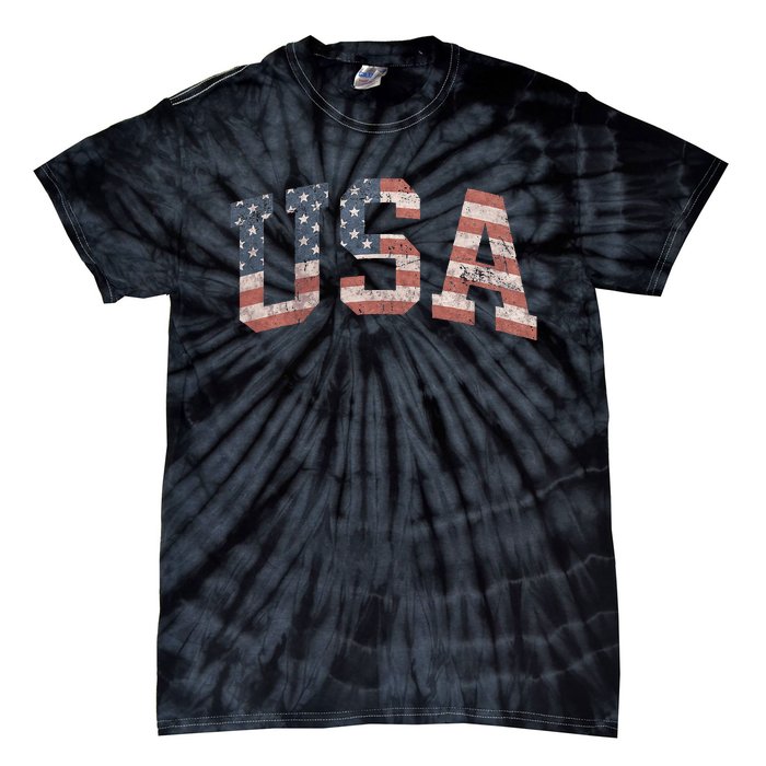 Distressed USA Patriotic American Flag Tie-Dye T-Shirt