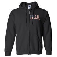 Distressed USA Patriotic American Flag Full Zip Hoodie