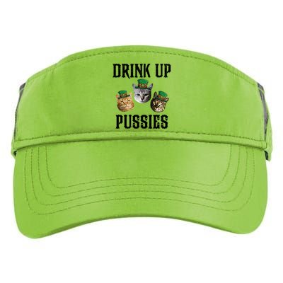 Drink Up Pussies Funny Cat Drinking St Patricks Day Adult Drive Performance Visor