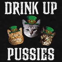 Drink Up Pussies Funny Cat Drinking St Patricks Day Ladies PosiCharge Tri-Blend Wicking Tank