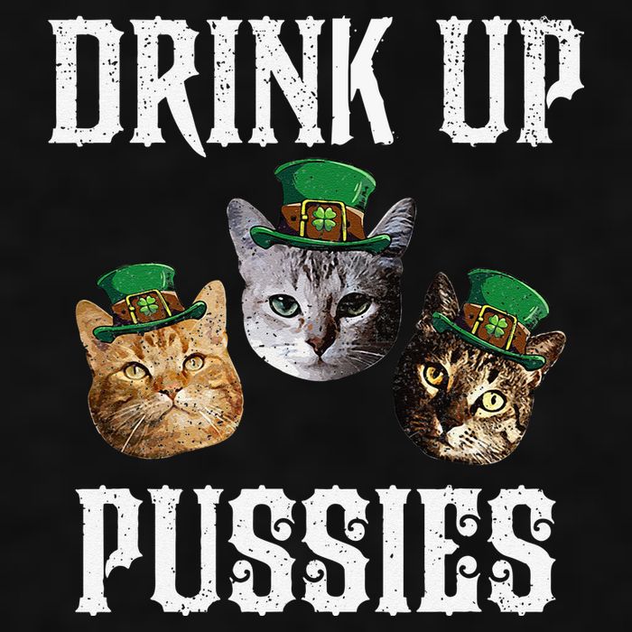 Drink Up Pussies Funny Cat Drinking St Patricks Day Ladies PosiCharge Tri-Blend Wicking Tank