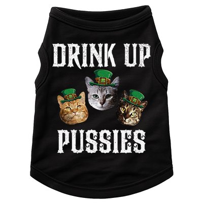 Drink Up Pussies Funny Cat Drinking St Patricks Day Doggie Tank
