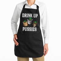 Drink Up Pussies Funny Cat Drinking St Patricks Day Apron