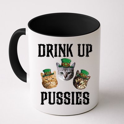 Drink Up Pussies Funny Cat Drinking St Patricks Day Mug