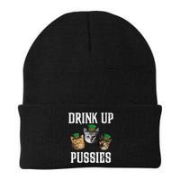Drink Up Pussies Funny Cat Drinking St Patricks Day Beanie
