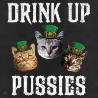 Drink Up Pussies Funny Cat Drinking St Patricks Day Beanie