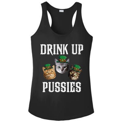 Drink Up Pussies Funny Cat Drinking St Patricks Day Ladies PosiCharge Competitor Racerback Tank