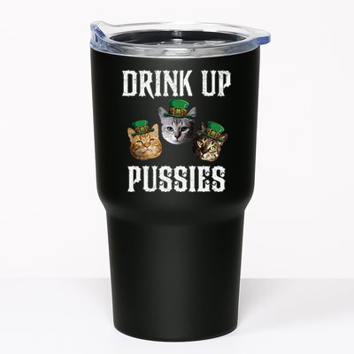 Drink Up Pussies Funny Cat Drinking St Patricks Day Tumbler