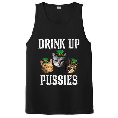 Drink Up Pussies Funny Cat Drinking St Patricks Day PosiCharge Competitor Tank