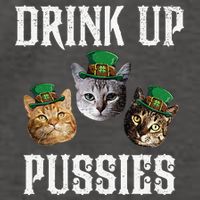 Drink Up Pussies Funny Cat Drinking St Patricks Day Vector Backpack