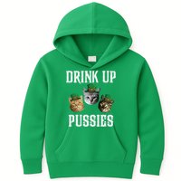 Drink Up Pussies Funny Cat Drinking St Patricks Day Kids Hoodie