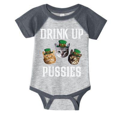 Drink Up Pussies Funny Cat Drinking St Patricks Day Infant Baby Jersey Bodysuit