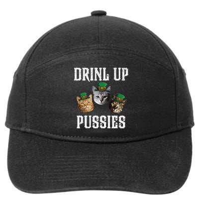 Drink Up Pussies Funny Cat Drinking Saint Patrick's Day 7-Panel Snapback Hat