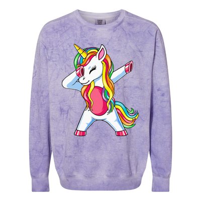 Dabbing Unicorn Party Birthday Gift for Mommy Daddy Colorblast Crewneck Sweatshirt