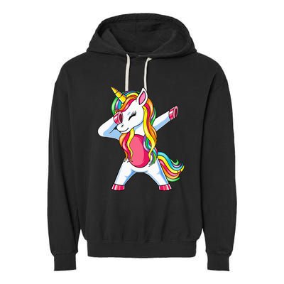 Dabbing Unicorn Party Birthday Gift for Mommy Daddy Garment-Dyed Fleece Hoodie