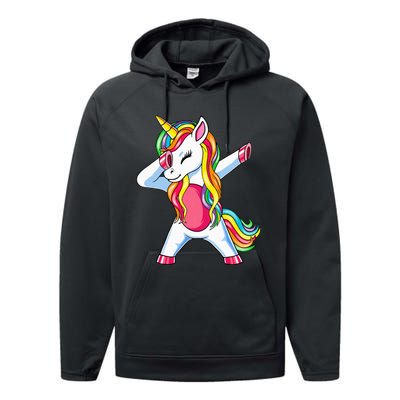 Dabbing Unicorn Party Birthday Gift for Mommy Daddy Performance Fleece Hoodie